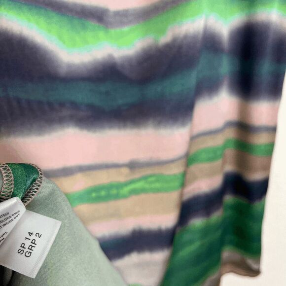 St. John Watercolor Silk Striped Sleeveless Pleated Blouse Women's Size Small - Picture 5 of 6